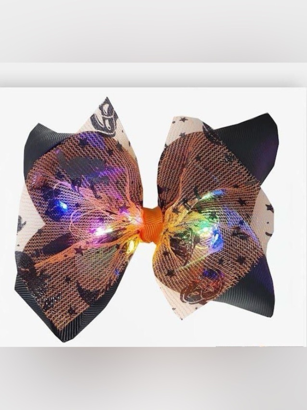 Light-Up Halloween Bow Hair Clip with mesh